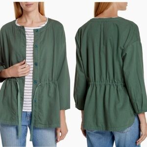 Eileen Fisher Nori Organic Cotton Twill Drawstring Utility Jacket Green medium